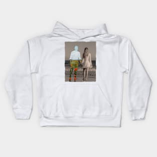 Cool couple silhouette on beach Kids Hoodie